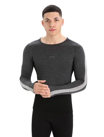 Base Layers Icebreaker 200 ZoneKnit™ Merino Long Sleeve Crewe Homme Noir | FR 1327GSOL